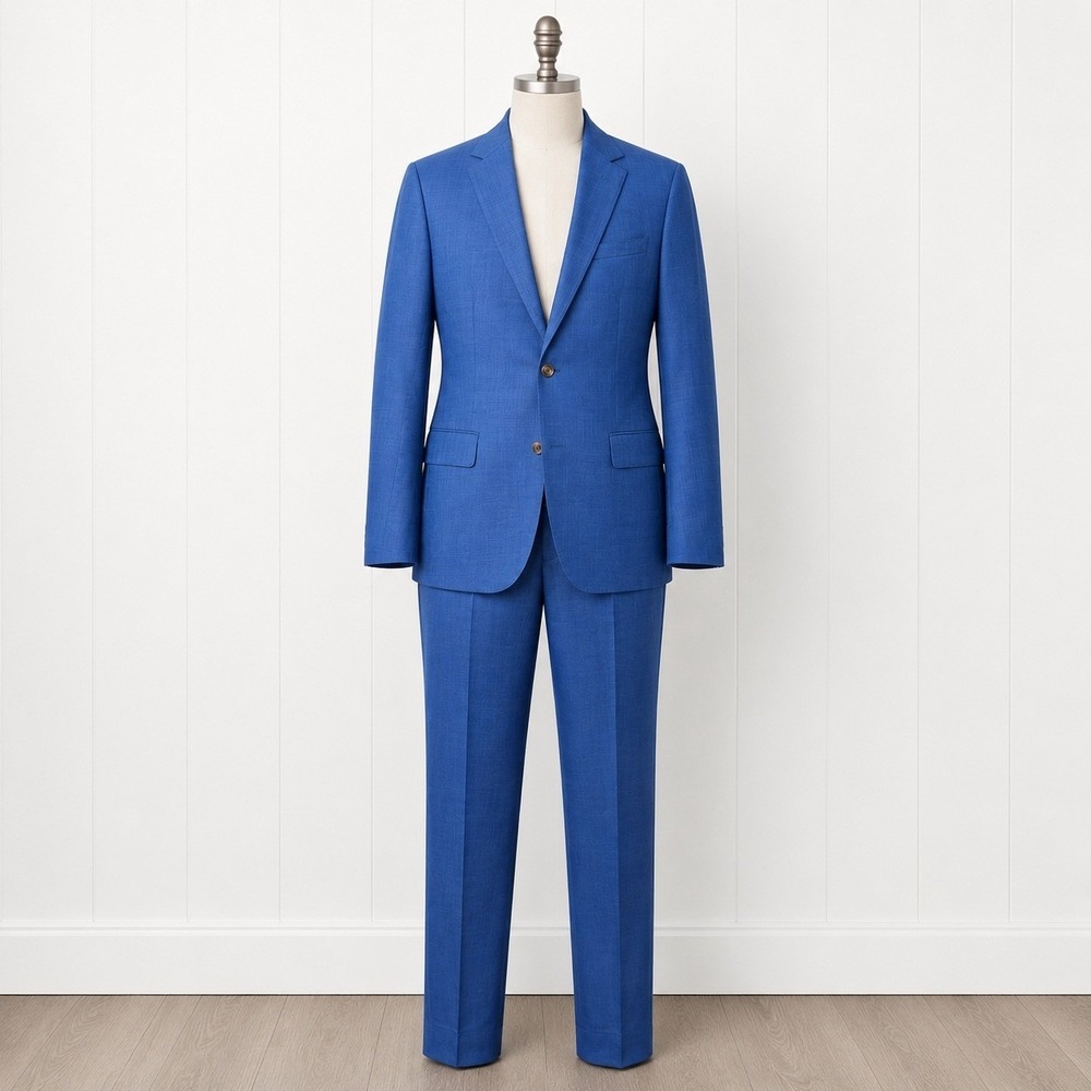 Bonobos Mens Jetsetter Athletic Fit Wool Suit Set Blue Blazer X Pants 42R 33x30